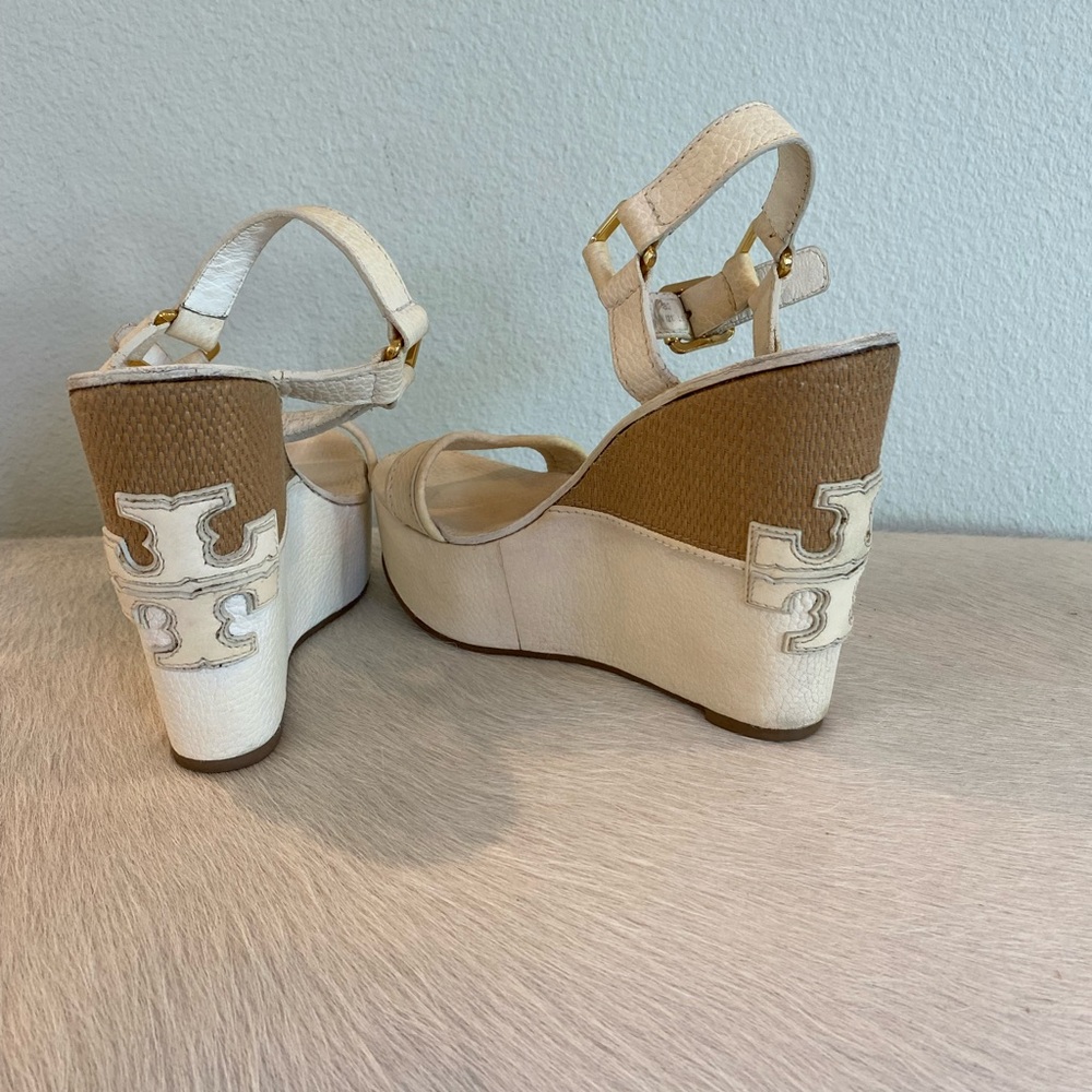 Tory burch white leather wedges - size 7 - good condition!